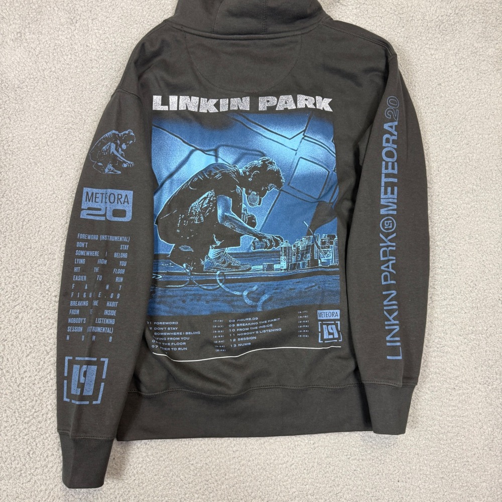 Linkin Park Meteora 20 Year Anniversary Hoodie Mens Medium Grey Graphic